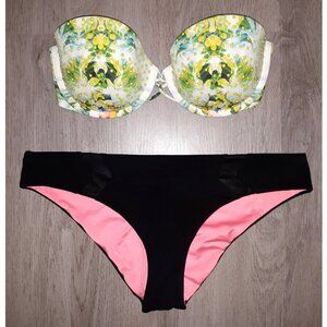 Victoria's Secret Bikini Set Strapless Top Size 32DD and Bottoms Size MEDIUM